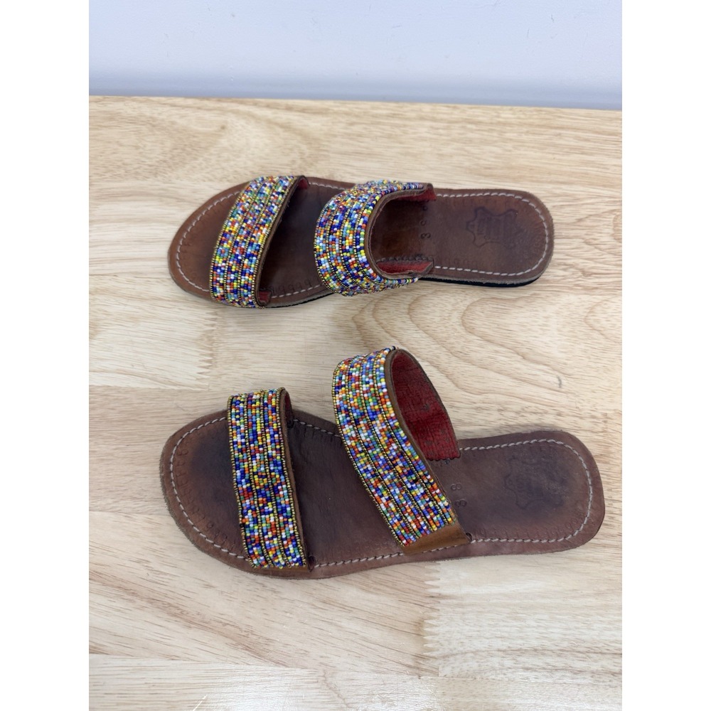 Traditional Maasai Beaded Unisex Sandals EU 38 – US 7.5 Handmade #66